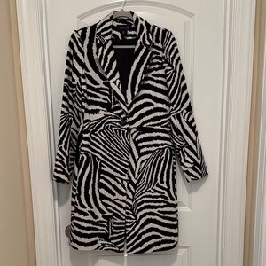 Rachel Zoe Zebra Print Button Front Coat - Black & White